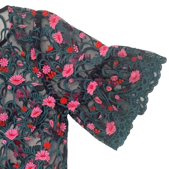 Anthro Moulinette Soeurs Floral Embroidered Lace Mesh Net Sheath Tunic Top - Picture 7 of 16